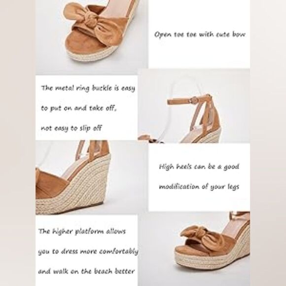 (13-4107)  Rilista Womens Wedge Platform Bowknot Sandals Sz 10 - Picture 9 of 10